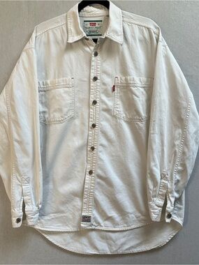 Levis Mens Cotton Denim Button Front Utility Shirt Jacket Shacket Sz L